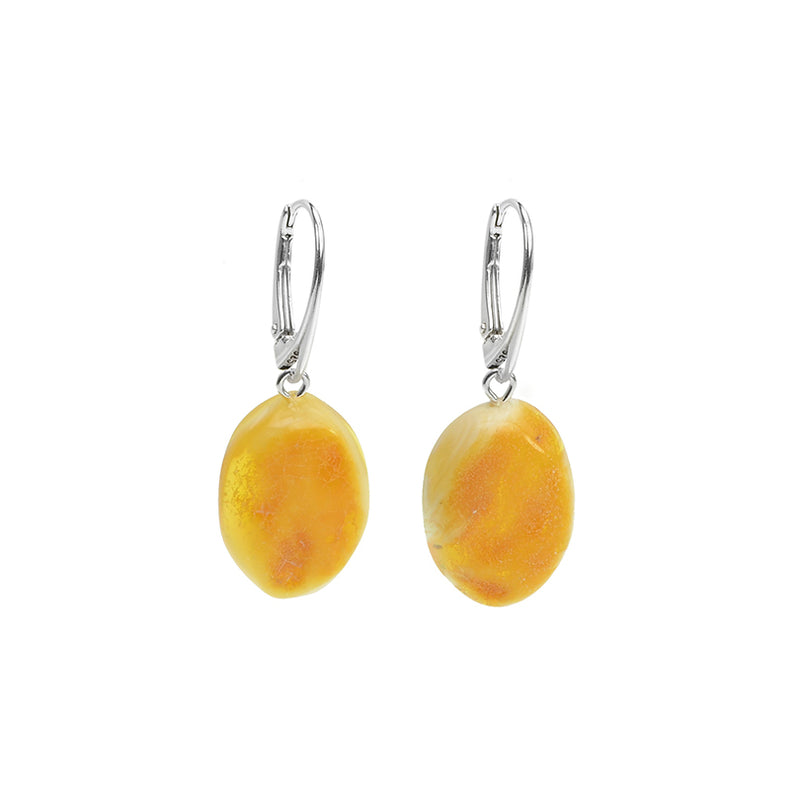 Vibrant Baltic Butterscotch Amber Sterling Silver Earrings