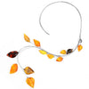 Magnificent Baltic Amber Floating Leaves on Sterling Silver Hook Collar Statement Necklace.