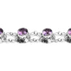 Stunning Amethyst Stones Surrounded by Inlaid Silver Design Statement Bracelet