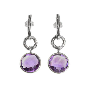 Gorgeous Multi-Faceted Amethyst Sterling Silver Earrings