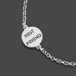 "Best Friend" Italian Rhodium Plated Sterling Silver Anklet