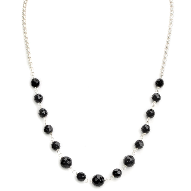 Silver Plated Brass Petite Onyx Necklace