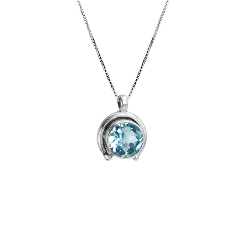 Gorgeous Sparkling Blue Topaz Sterling Silver Necklace
