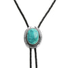 Genuine Turquoise Sterling Silver Leather Bolo-Tie