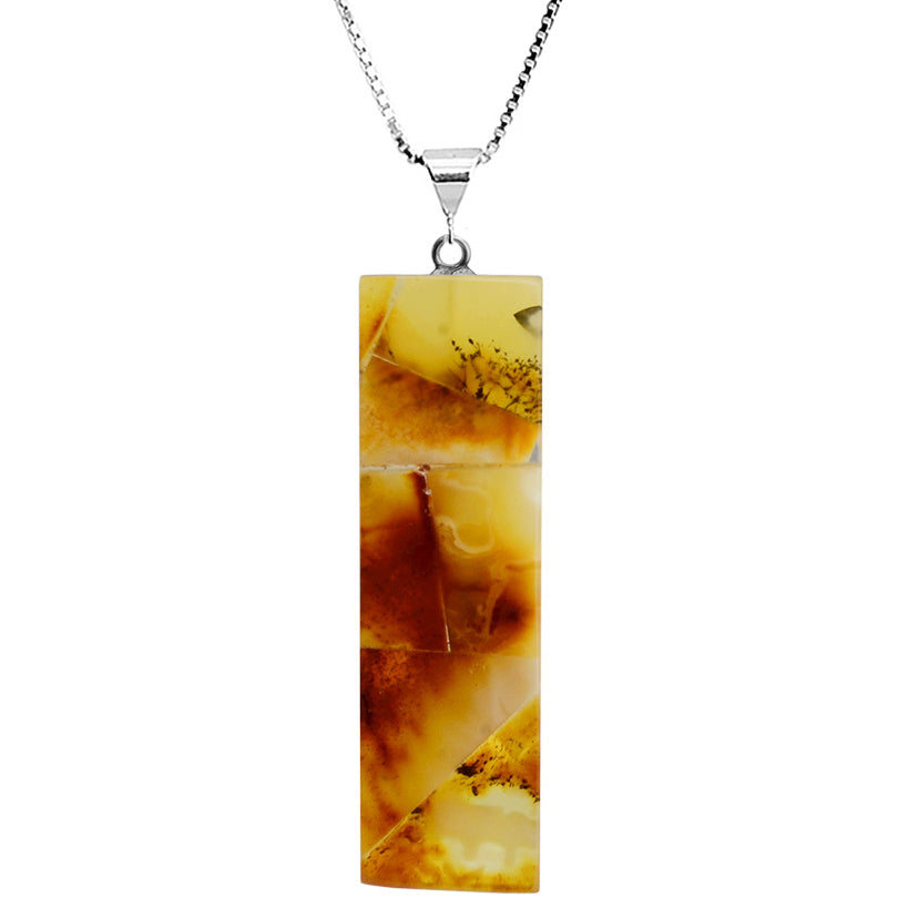 Mosaic Design Butterscotch Baltic Amber Sterling Silver Necklace