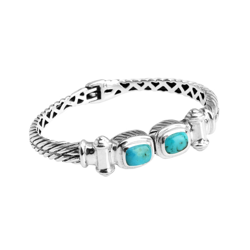 Stunning Arizona Turquoise Sterling Silver Magnetic Closing Bangle