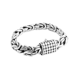Sterling Silver 15mm Borobudur with Dotted Barrel Clasp Statement Bracelet 7.5'