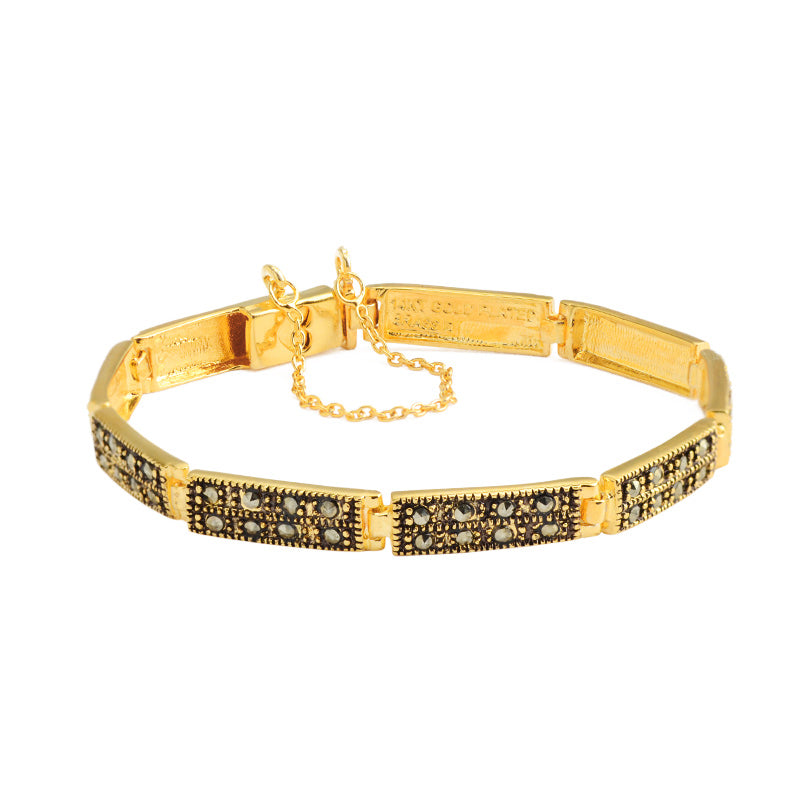 Stunning Art Deco Style Marcasite Gold Plated Bracelet
