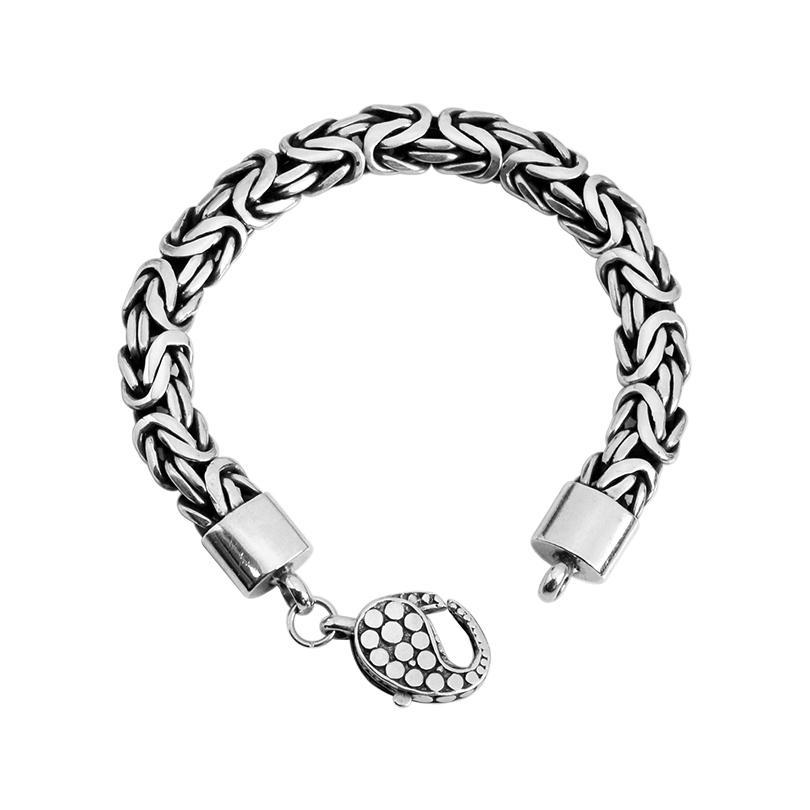 Sterling Silver 10mm Borobudur Bracelet with Dotted Lobster Clasp