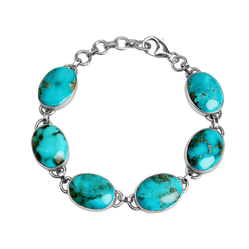 Beautiful Genuine Blue Arizona Turquoise Sterling Silver Bracelet