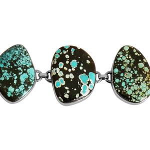 Genuine Turquoise Large Stone Sterling Silver Statement Bracelet