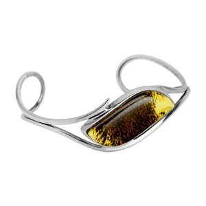 Gorgeous Unique Texture Baltic Amber Sterling Silver Statement Cuff