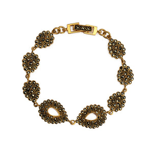 Graceful Marcasite Gold Plated Antiqued Elegant Teardrop Bracelet