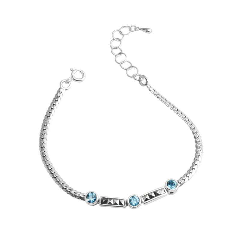 Petite Gemstone and Marcasite Sterling Silver Bracelet