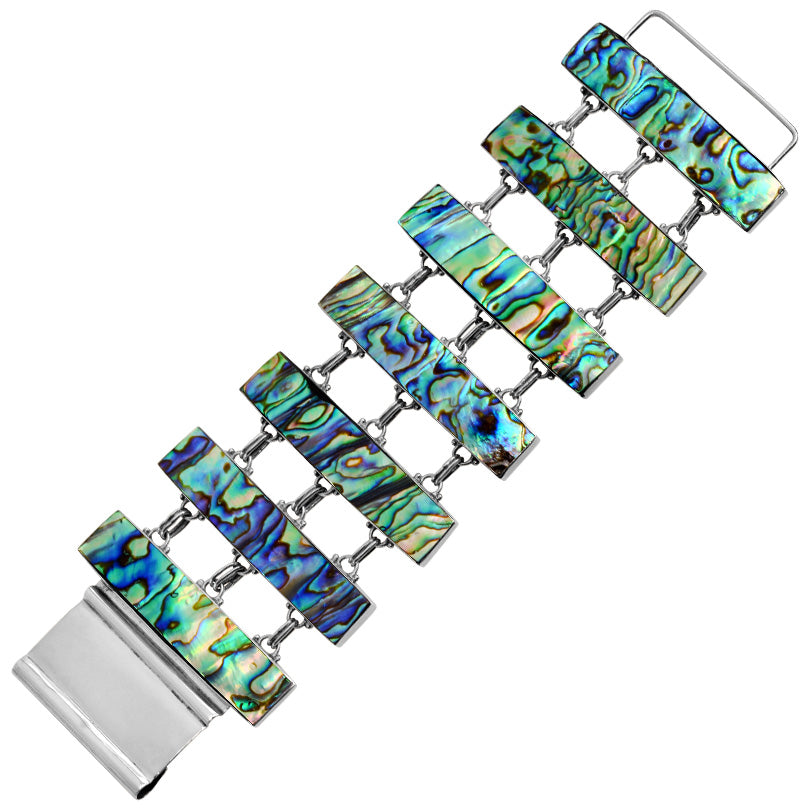 Magnificent Layered Abalone Sterling Silver Statement Bracelet