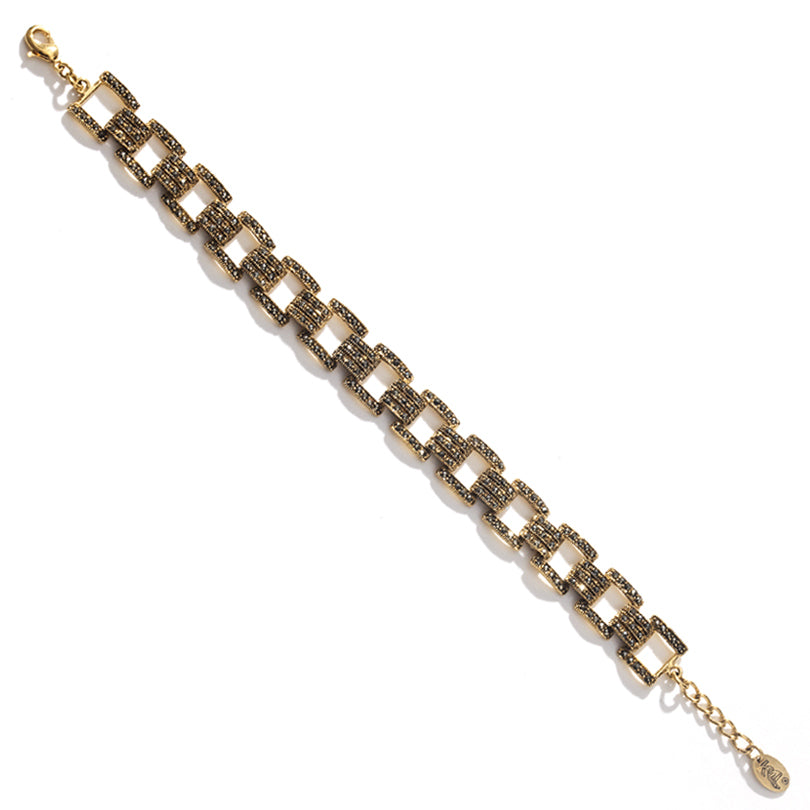 Elegant Gold Plated Antique Style Flexible Link Statement Bracelet