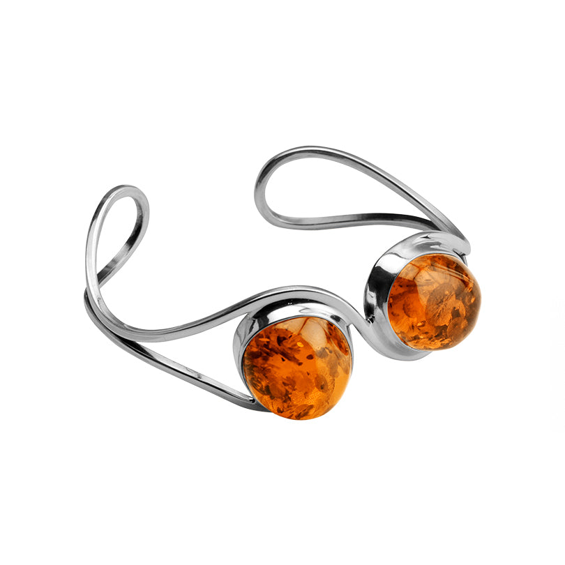 Gorgeous Cognac Baltic Amber Sterling Silver Statement Cuff