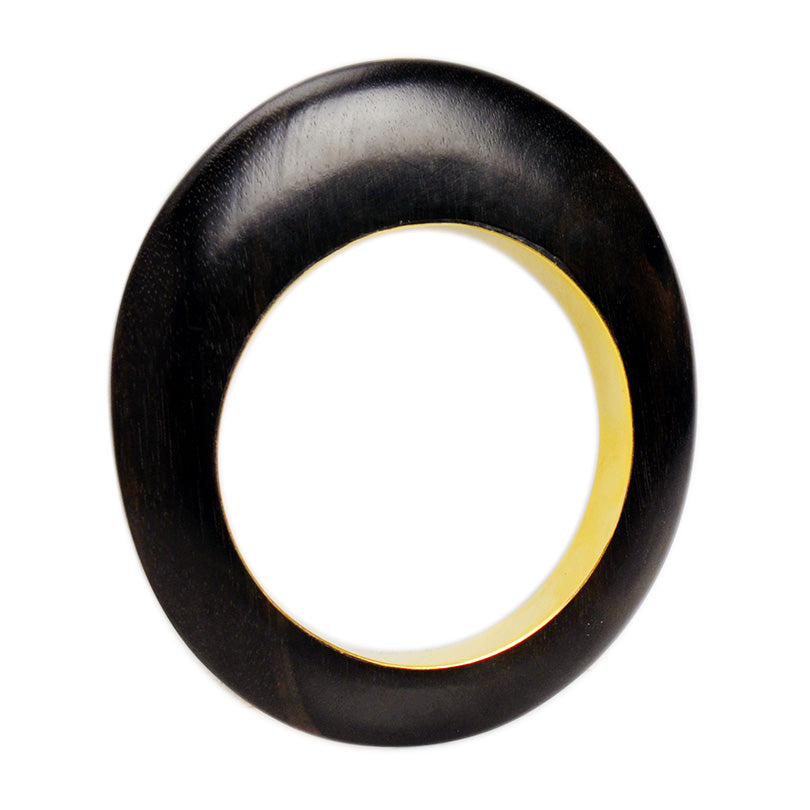 Gorgeous Dark Rosewood Bangle Lined in Golden Brass by Karen London