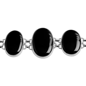 Classic Natural Black Onyx Sterling Silver Statement Bracelet