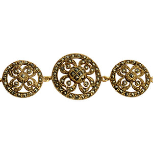 Roman Design 14kt Gold Plated Marcasite Bracelet