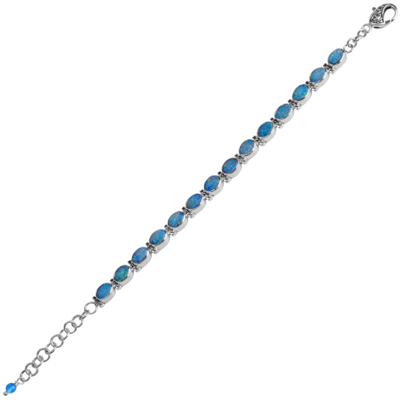 Sparkling Australian Blue Opal Sterling Silver Bracelet