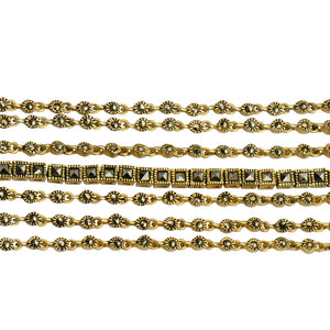 Gorgeous Vintage Inspired Gold Plated Marcasite 7-Strand Statement Bracelet