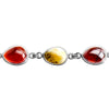 Gorgeous Baltic Mixed Colors Amber Stones Sterling Silver Statement Bracelet