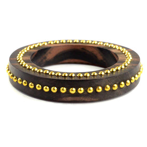 Karen London Bold Rosewood Golden Brass Studded Statement Bangle