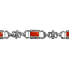 Carnelian and Marcasite Regal Rectangle Sterling Silver Bracelet