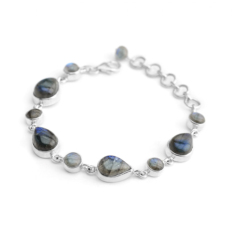 Shimmering Blue Labradorite Sterling Silver Bracelet