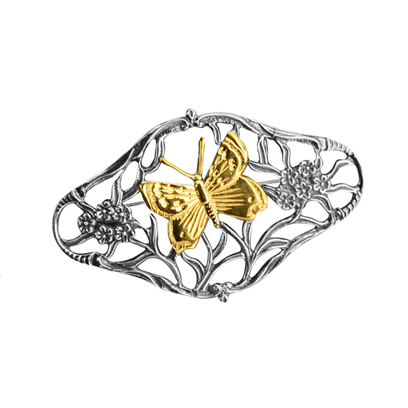 Designer GL Netherland 18kt Gold Plated Silver Butterfly Statement Brooch