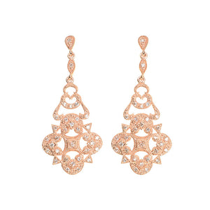 Glamorous 14kt Rose Gold Plated Celestial Flower Statement Earrings