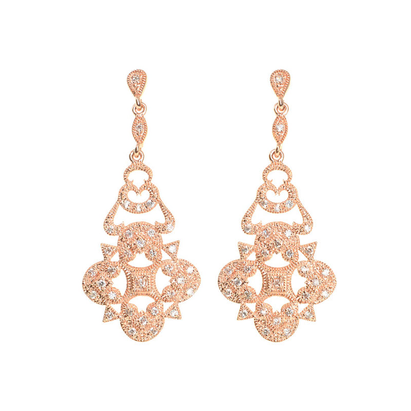 Glamorous 14kt Rose Gold Plated Celestial Flower Statement Earrings