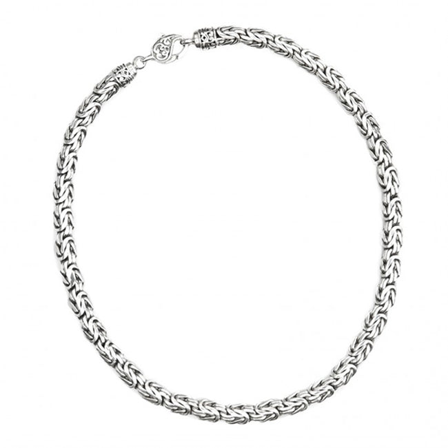 Sterling Silver 8mm Bali Borobudur Statement Chain with Designed Lobster Clasp