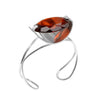 Elegant Faceted Cherry Baltic Amber Statement Cuff Bracelet.