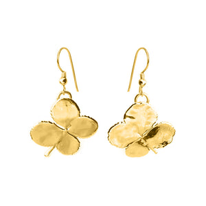 Gorgeous 24kt Gold Saturated Real Clover Earrings