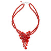 Vibrant Bright Red Coral Flower Sterling Silver Flower Necklace