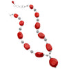 Fabulous Bold Red Balinese Design Coral Sterling Silver Necklace 21"