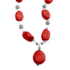 Fabulous Bold Red Balinese Design Coral Sterling Silver Necklace 21"
