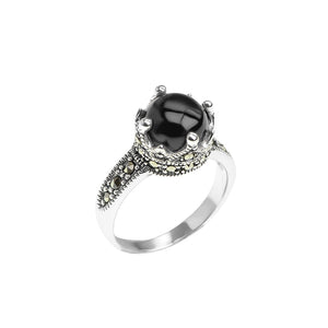 Petite Crown Marcasite Sterling Silver Ring