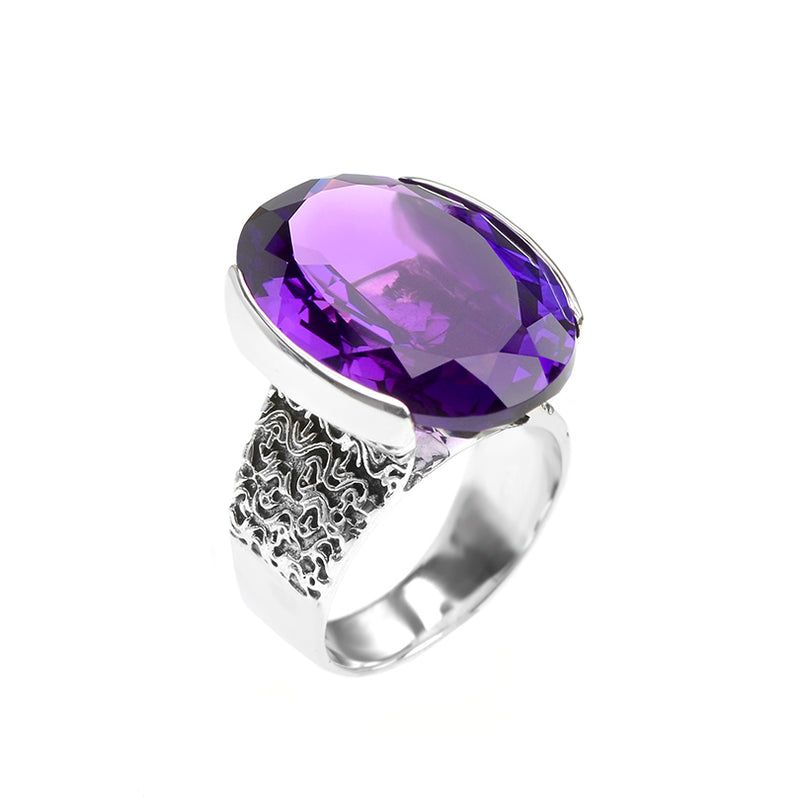 Magnificent deGruchy Large Stone Amethyst Sterling Silver Ring