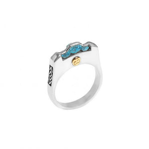DeGruchy Sparkling Blue Topaz Sterling Silver Balinese Design Statement Ring