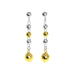Sparkling Gold Plated Sterling Silver  Disco Ball Italian Earrings