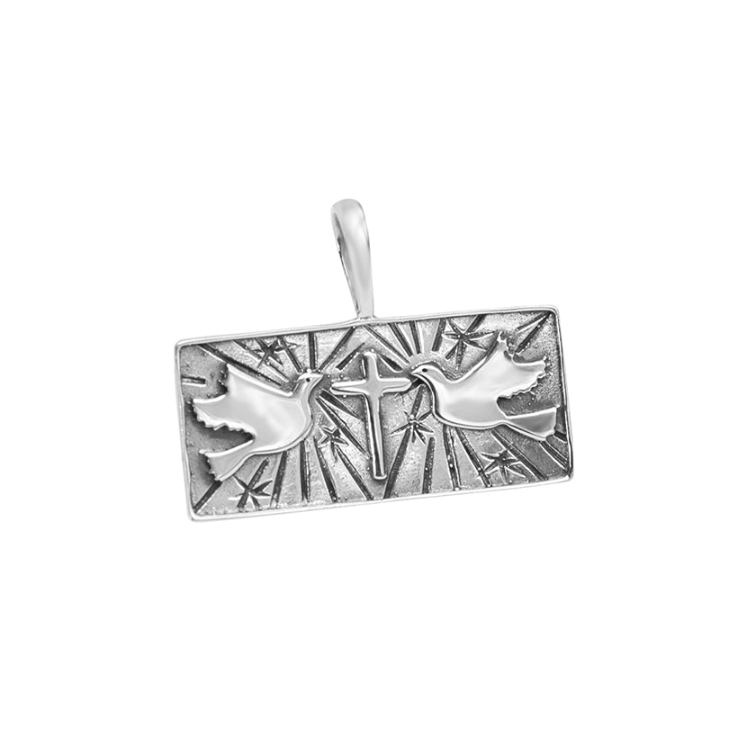 Sterling Silver Dove and Cross Pendant