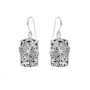 Fly Away With Me Balinese 3-D Dragonfly Sterling Silver Statement Earrings.