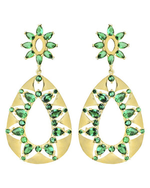 Glamorous Emerald 18kt CZ Gold Plated Statement Earrings