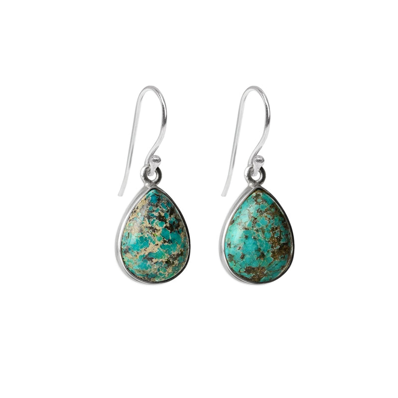 Raw Natural Turquoise Sterling Silver Earrings