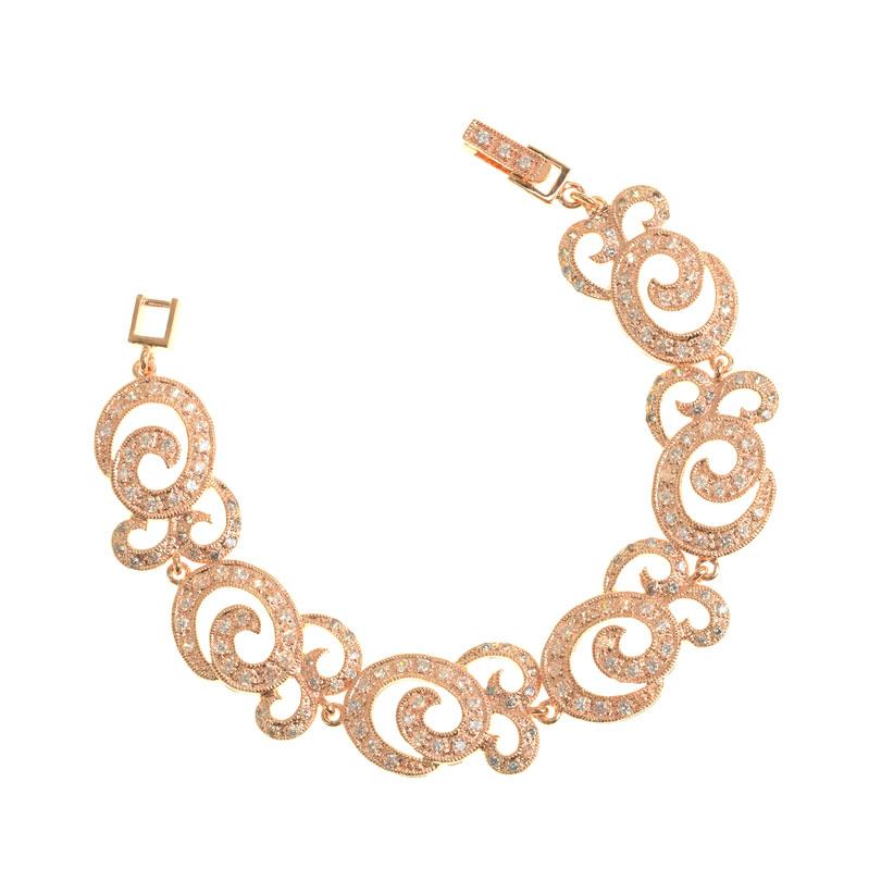 Glamorous Crystal CZ 14kt Rose Gold Plated Statement Bracelet
