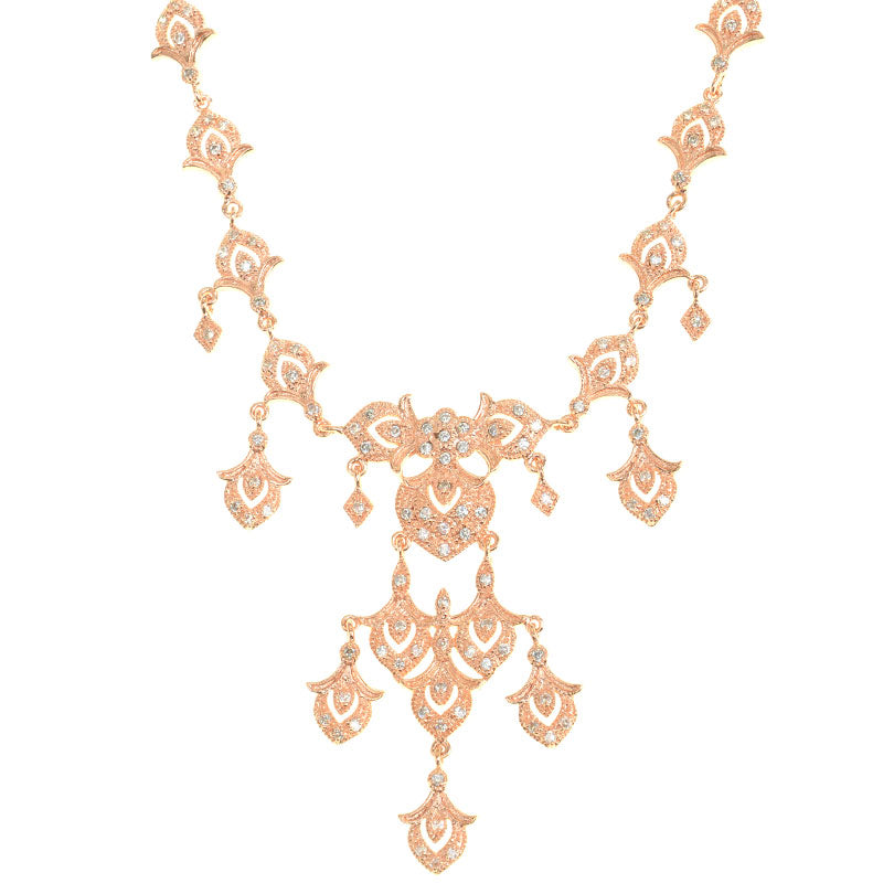 Lovely 14kt Rose Gold Plated Enchanted Empress Crystal Statement Necklace