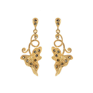 14kt Gold Plated Calla Lily Marcasite Leaf Earrings
